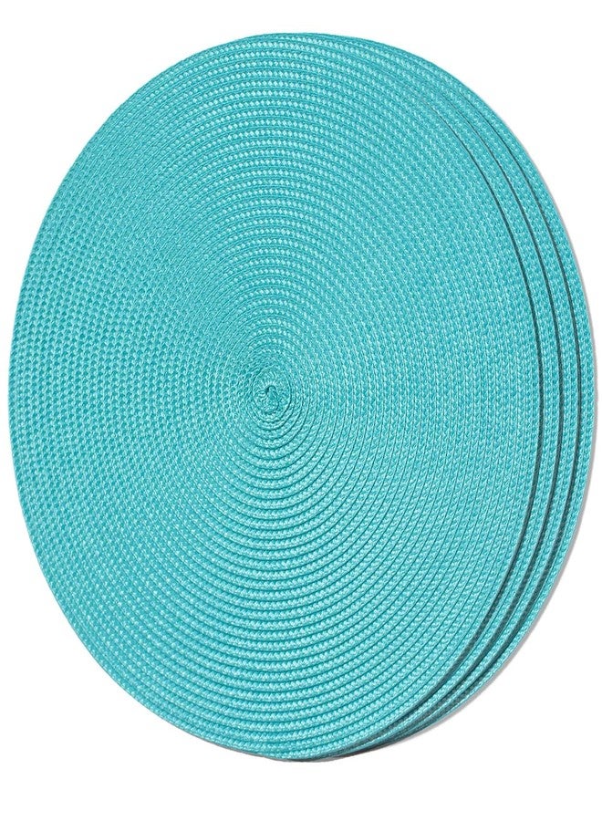 FunWheat Round Braided Placemats Set of 4 Table Mats for Dining Tables Woven Washable Non-Slip Place mats 15inch (Turquoise, 4pcs) - Image 1